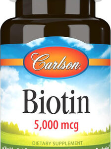 Carlson - Biotina, 5000 Mcg, Cabelo Saudável, Unhas Fortes E