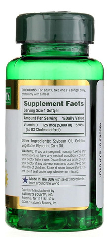 Nature"s Bounty Vitaminas D-5000 Ui Nature"s Bounty, 150 - Imagem 3