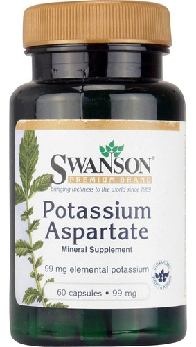Aspartato De Potássio Swanson Swanson 99 Mg 60 Cápsulas