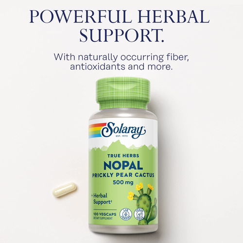 Suplemento Solaray Nopal Prickly Pear Cactus 500mg 100% Vega - Imagem 3