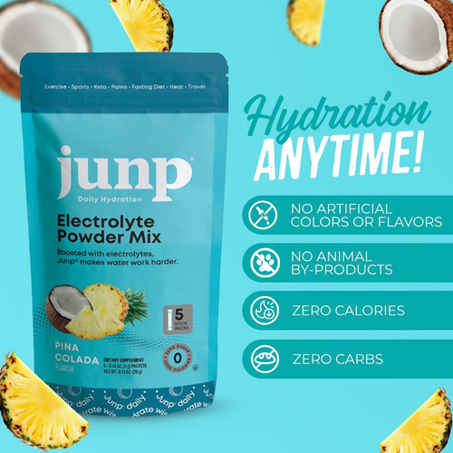 Sachês De Eletrólitos Sem Açúcar Junp, Sabor Piña Colada - Imagem 3