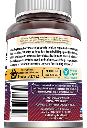 Suplemento De Inositol 1000mg Da Amazing Nutrition - 2 Pacot - Imagem 2
