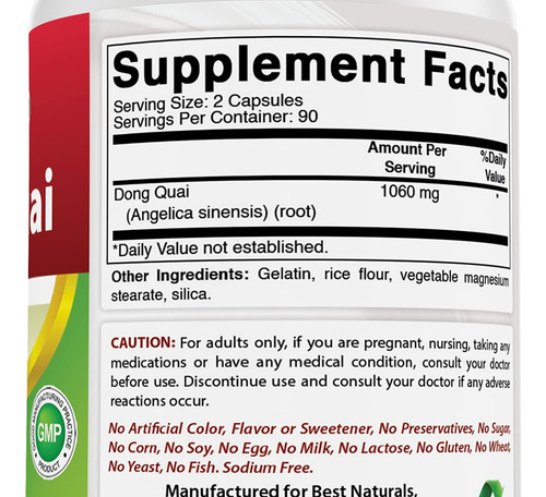 Dong Quai 530 Mg 180 Cápsulas Da Naturals - Imagem 5