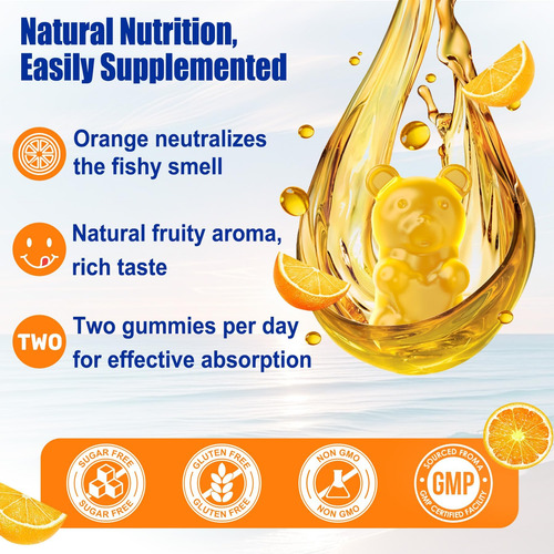 Óleo De Fígado De Bacalhau 1000mg Gummies Vitamina A D3 B12, - Imagem 15