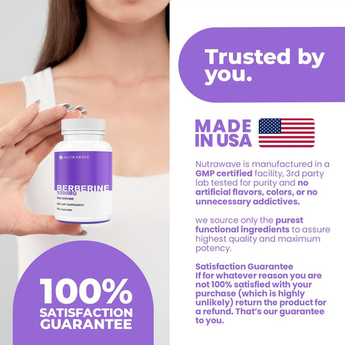 Suplemento Nutra Wave Berberine 1000 Mg, Potência Máxima, 1 - Imagem 8