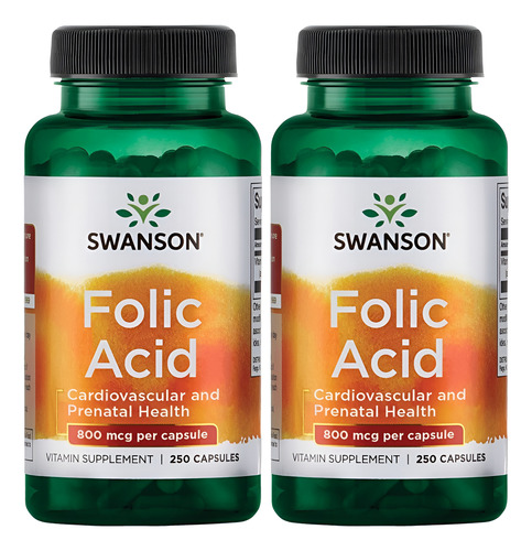 Swanson Ácido Fólico Swanson 800 Mcg 250 Cápsulas (pacote Co