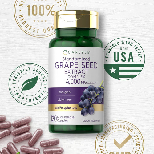 Extrato De Semente De Uva Carlyle 4.000 Mg - 120 Cápsulas - Imagem 5