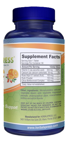 Herbalxpress Llc Herbalxpress Vitamina C 500mg E Rosa - Imagem 4