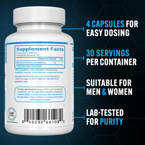 Cápsulas De Creatina Trucreatine Da Pescience 120 Unidades - Imagem 5