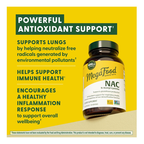 Suplemento De Nac De Megafood N -acetil Cisteína 600mg Por A - Imagem 4