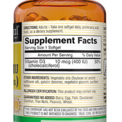 Mason Natural Vitamina D3 10 Mcg - 100 Gelatina