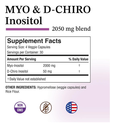 Suplemento Puregen Labs Inositol Myo Inositol E D-chiro 2050 - Imagem 2