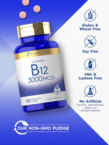 Carlyle Vitamina B-mcg | 180 Comprimidos Para Adultos | Supl - Imagem 9