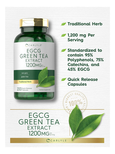 Suplemento De Extrato De Chá Verde Carlyle Egcg | 1200mg | 2 - Imagem 12