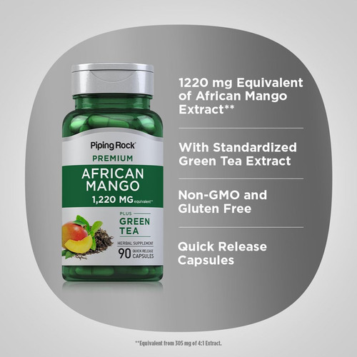 Extrato De Semente De Manga Africana Piping Rock 1220 Mg | 9 - Imagem 10