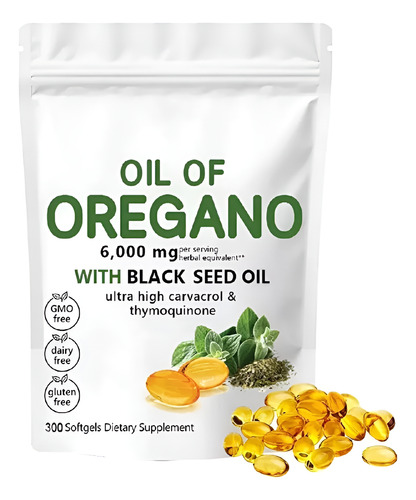 // Cápsulas De Gelatina De Óleo De Orégano 2 Em 1 6000 Mg