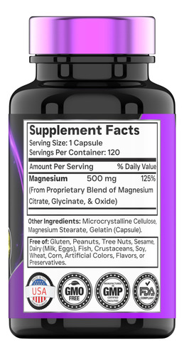 Suplemento Tnvitamins Complexo Triplo De Magnésio 500 Mg 120 - Imagem 2