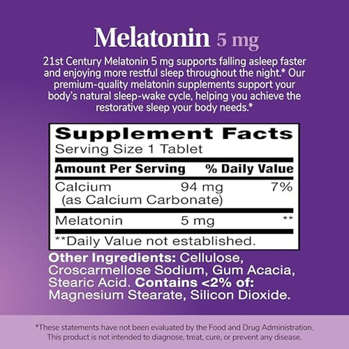 Melatonina 21st Century 5 Mg 120 Comprimidos - Imagem 3