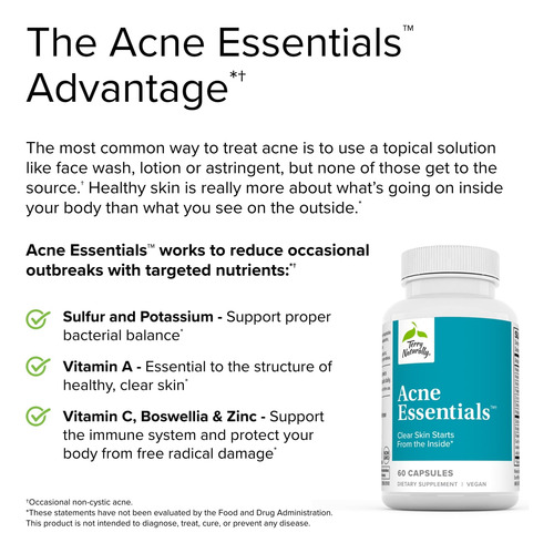 Terry Naturally Acne Essentials - 60 Cápsulas - Reduz Erupçõ - Imagem 5