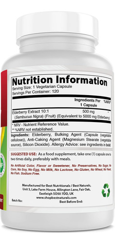 Best Naturals Sabugueiro Sambucus Nigra 5000 Mg Equivalente - Imagem 2