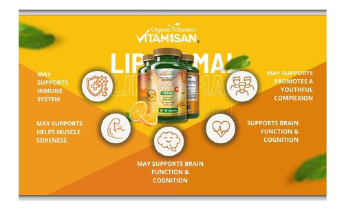 Vitamisan Vitamina C Lipossomal 1600mg - 100 Cápsulas - Ácid - Imagem 15