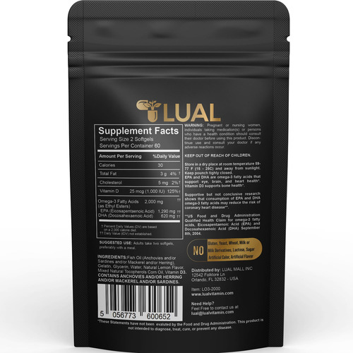 Lual Omega-3 De Óleo De Peixe 2.000 Mg Mais Vitamina D3 1.00 - Imagem 5