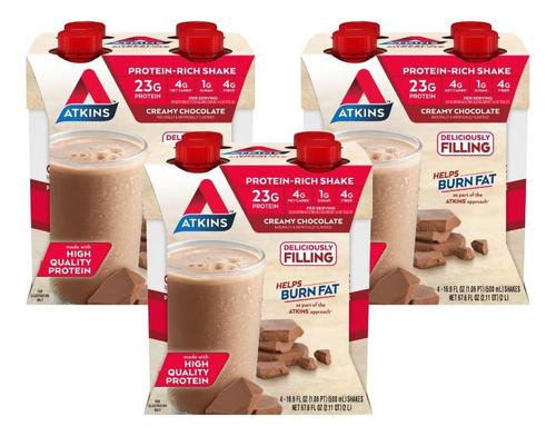 Shake De Chocolate Atkins Cheamy: 23 G De Proteína, Baixo