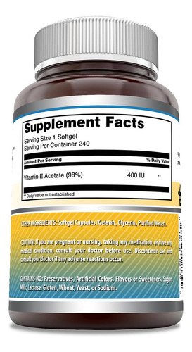Suplemento De Vitamina E Amazing Nutrition 400 Ui - 240 - Imagem 7