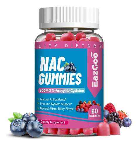Eazgoo Nac Gummies 800mg, Suplemento De N-acetil Cisteína, S - Imagem 9