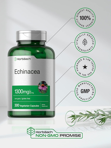 Cápsulas De Extrato De Equinácea Horbäach 1300mg | 300 Conta - Imagem 5