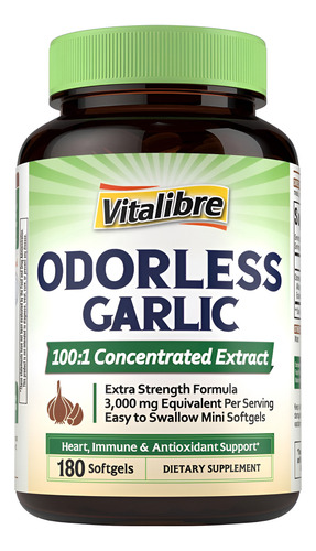 Vitalibre Alho Inodoro, 3000mg, 180 Cápsulas