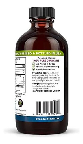 Óleo De Semente Preta Premium Amazing Herbs - Sem Glúten, S - Imagem 2