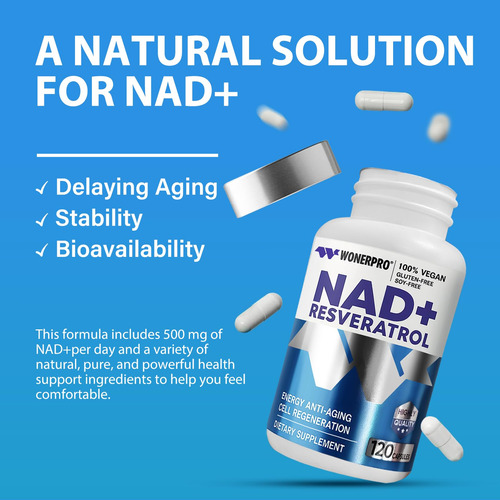 Suplemento Wonerpro Nad+ 1500 Mg Com Resveratrol E Vitamina - Imagem 7