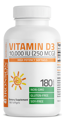 Bronson, Vitamina D3 10.000 Ui - 180 Cápsulas Geladas