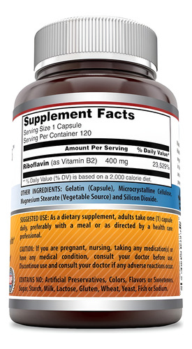 Cápsulas De Riboflavina Amazing Nutrition 400 Mg | 3