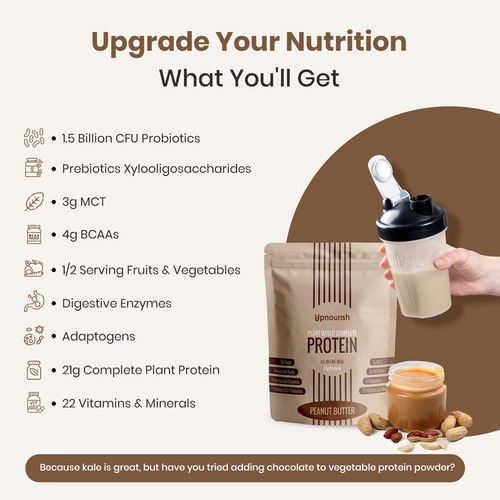 Proteína Em Pó Upnourish Peanut Butter Vegan 21g 15 Porções - Imagem 6