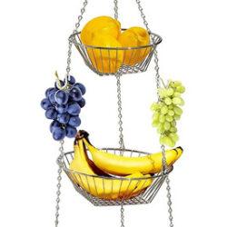 Decobros Hanging Fruit Basket 3-tier, Chrome
