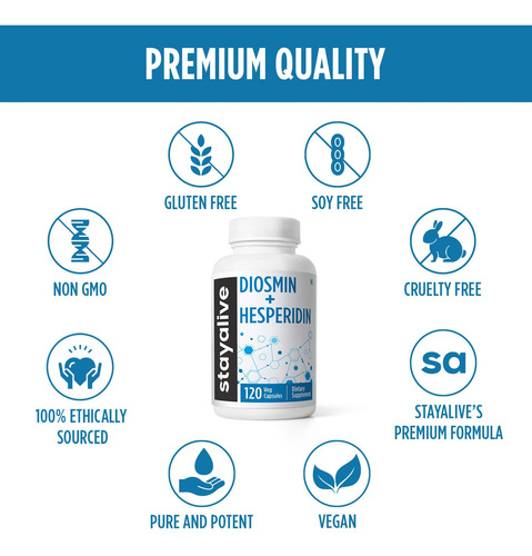Suplemento Stay Alive Diosmina Hesperidina 1000 Mg 120 Cápsu - Imagem 6