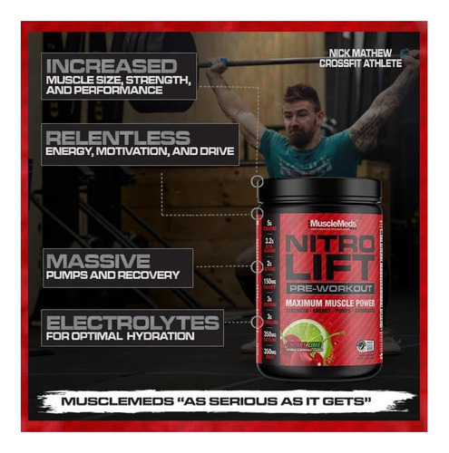 Musclemeds Nitro Elevador Pré -treino Aprimore A Resistência - Imagem 3