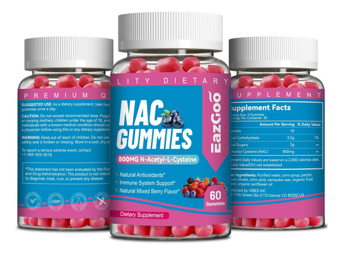 Eazgoo Nac Gummies 800mg, Suplemento De N-acetil Cisteína, S - Imagem 16