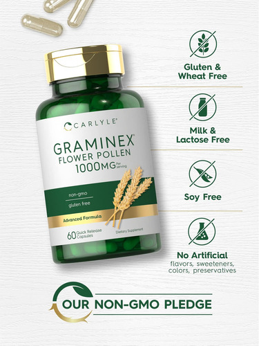 Extrato De Pólen De Flor Carlyle Graminex | 1000mg | 60 Cáps - Imagem 9