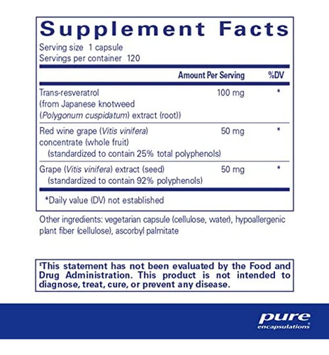 Encapsulações Puras Resveratrol Extra | Suplemento Para Apo - Imagem 2