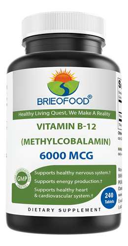 Suplemento Brieofood Vitamina B-12 6000mcg 240 Comprimidos