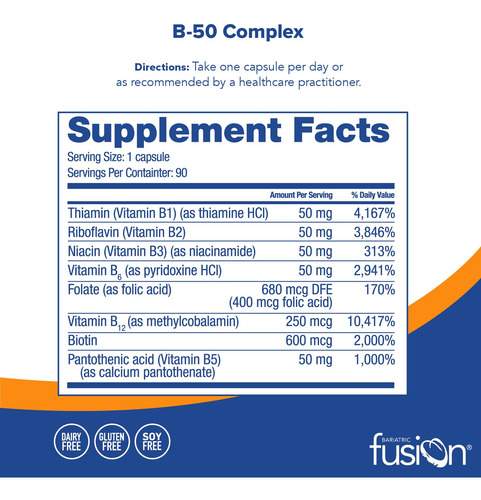 Suplemento Bariatric Fusion Vitamin B-50 Complex 90 Comprimi - Imagem 2