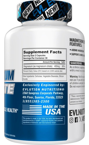 Cápsulas De Citrato De Magnésio Evlution 400mg - Saúde - Imagem 4