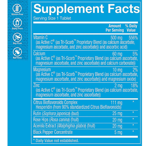 The Vitamin Shoppe Active-c Com Bioflavonoides 500 Mg - 250 - Imagem 2