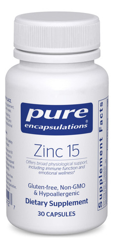 Suplemento De Encapsulamentos Puros De Zinco 15 Mg Com 30 Cá