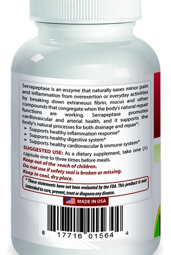Naturals Serrapeptase 40000 Spus 90 Cápsulas Vegetais - Imagem 2