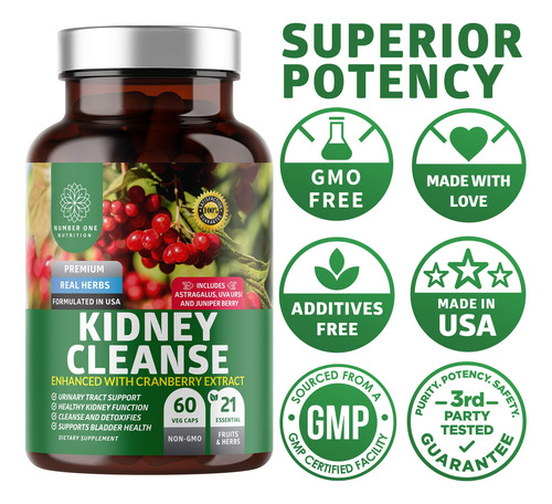 Suplemento Number One Nutrition N1n Premium Kidney Cleanse - Imagem 4