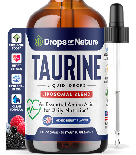 Suplemento Drops Of Nature Taurine Liquid 60ml Mixed Berry
